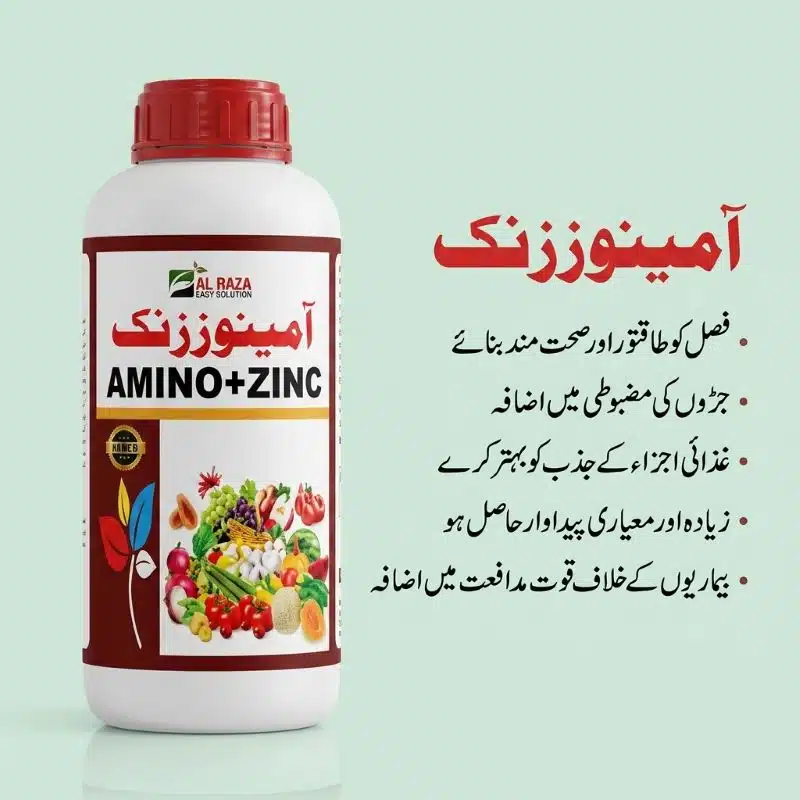 Amino Zinc Fertilizer in Pakistan โ Liquid Zinc and Amino Acid for Healthy Crops 12 Amino Zinc fertilizer in Pakistan for wheat cotton tomatoes citrus mango and all major crops for complete micronutrient and biostimulant nutrition