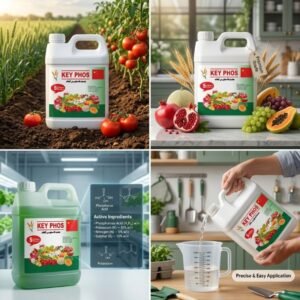 Key Phos phosphorous acid fertilizer in Pakistan – Al Raza Crop Sciences 5 litre liquid 60% H3PO3 plus K N S 4-in-1 formula